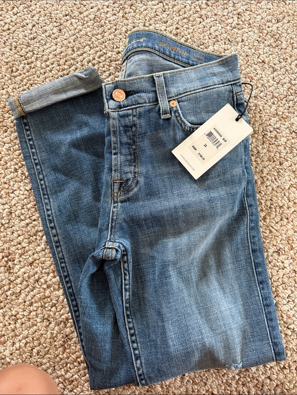 7 For All Mankind Women's Skinny Jeans in Light Blue Wash